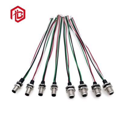 M5 Industrial Circular Din Socket IP67 Waterproof a Code Front-Fastened Socket Male 4 Pin Panel Mount Connector with Wire